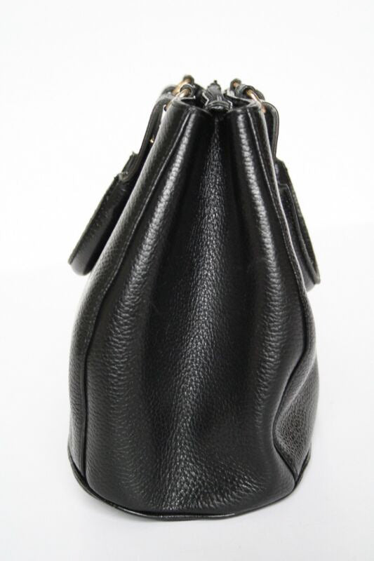Vintage Top Handle Tote Bag - 1980s - Black Faux Leather - Loris Dipacifico - Small