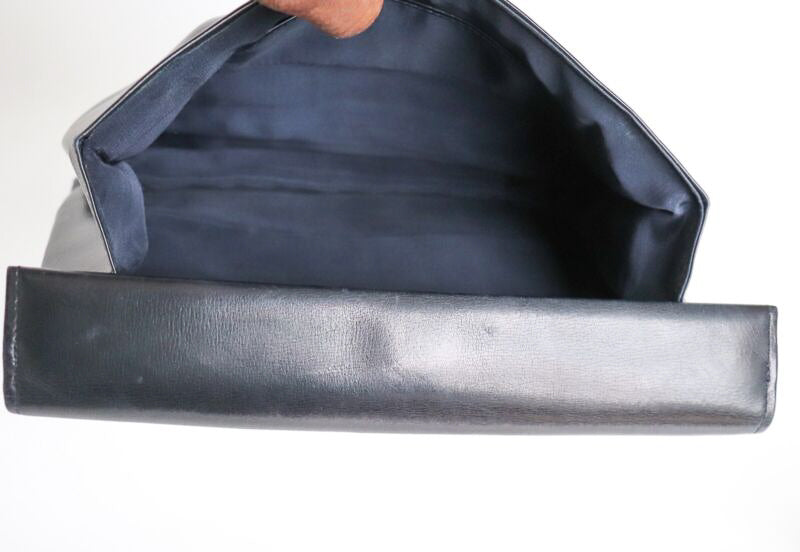 Vintage 1940s / 1950s Clutch Bag - Wristlet / Armlet Strap - Blue Leather