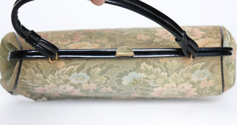 Vintage 1960s Top Handle Bag - Brocade Fabric - Medium
