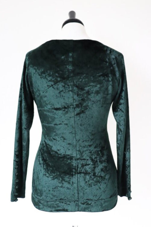 Moschino Velvet Top Long Sleeves Green - Fit S - UK 8 /10