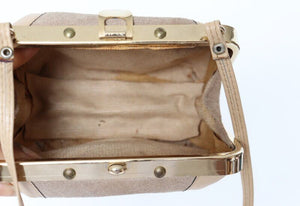 Mini Vintage Crossbody Bag - Box Bag 1980s - Beige - Suede / Leather