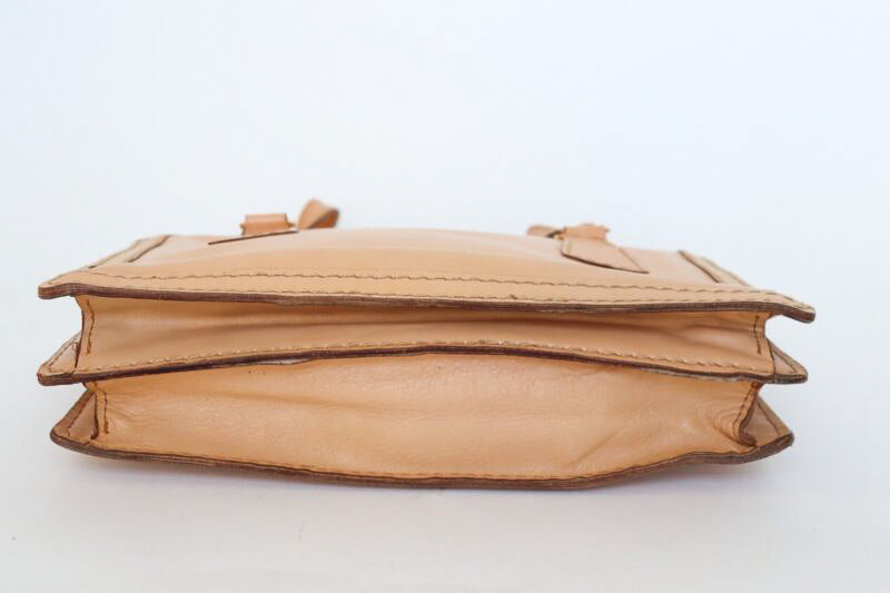 Vintage Shoulder Bag - Apricot Cream Leather - 1980s- Maurg - Medium