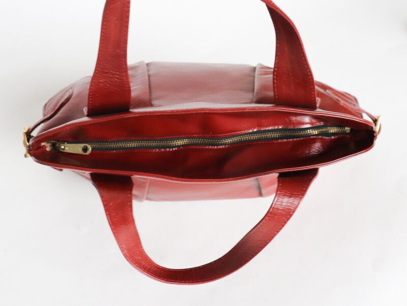 Vintage Brown FAUX Leather tote bag - 1980s - Medium