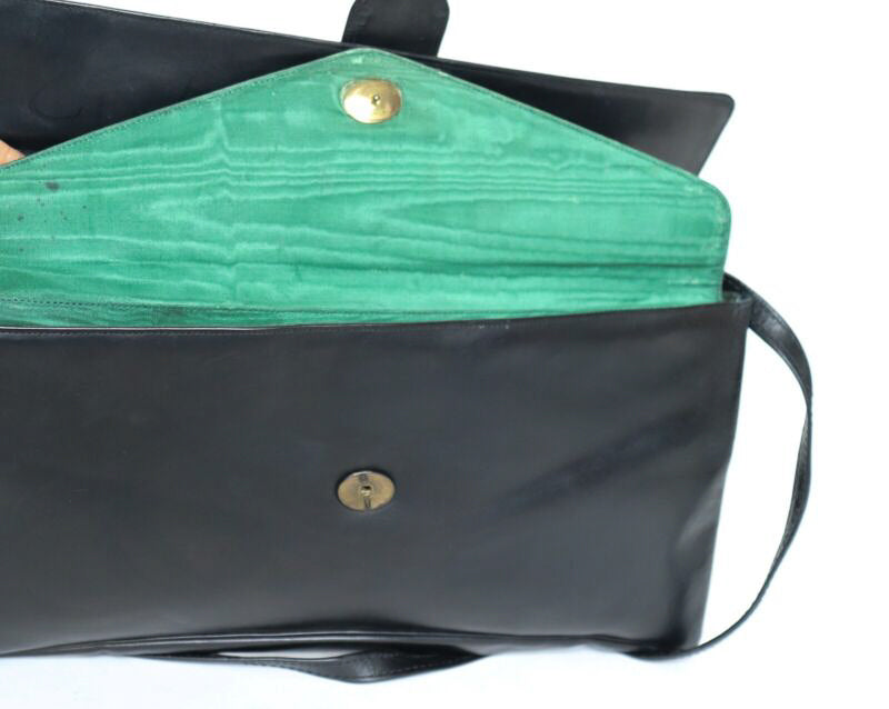 Vintage Shoulder Bag -  Black Leather - 1980s - Small / Medium