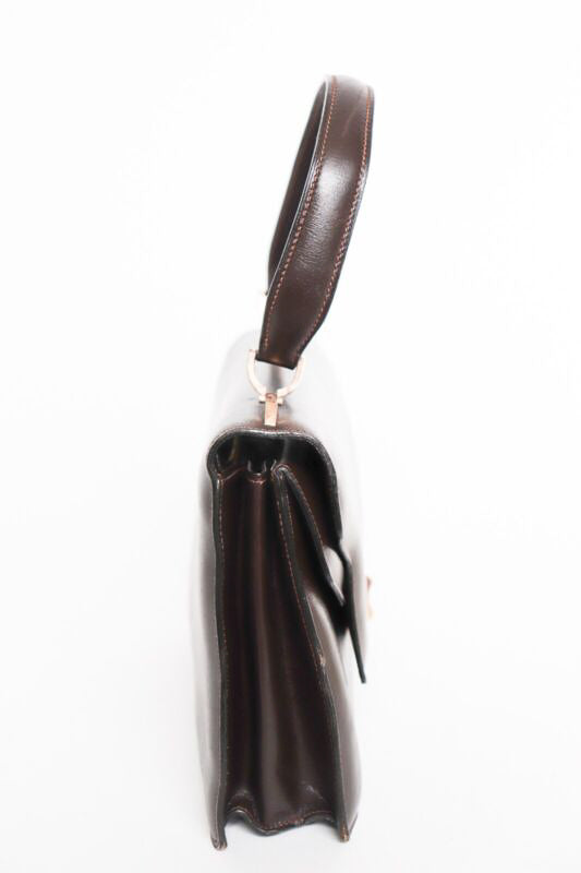 Vintage 1960s Bag Handbag - Brown Leather - Small