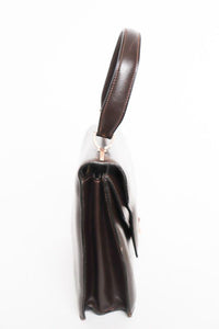Vintage 1960s Bag Handbag - Brown Leather - Small
