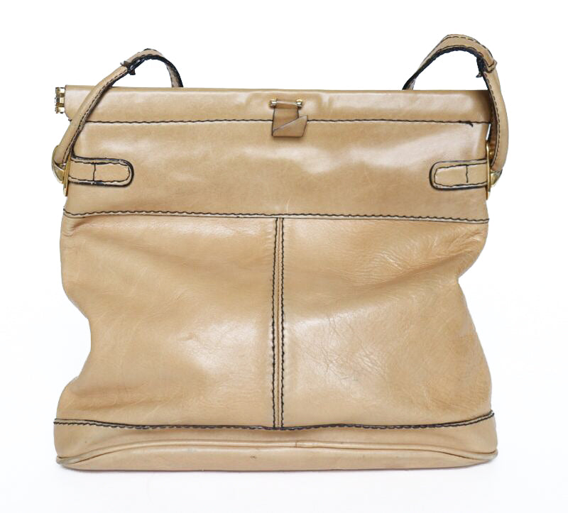 Vintage 1980s Shoulder Bag - Light Beige Tan Leather - Lara’s -  M / L