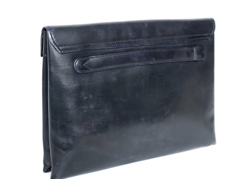 Vintage 1940s / 1950s Clutch Bag - Wristlet / Armlet Strap - Blue Leather