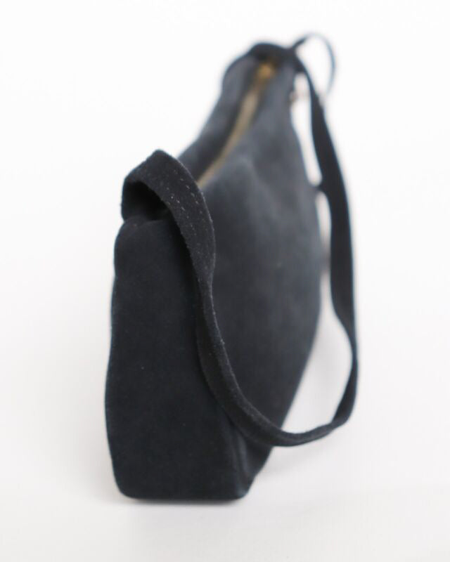 Vintage 1950s / 1960s Micro Handbag - Black Suede Leather - X Small