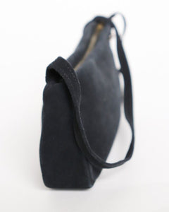 Vintage 1950s / 1960s Micro Handbag - Black Suede Leather - X Small