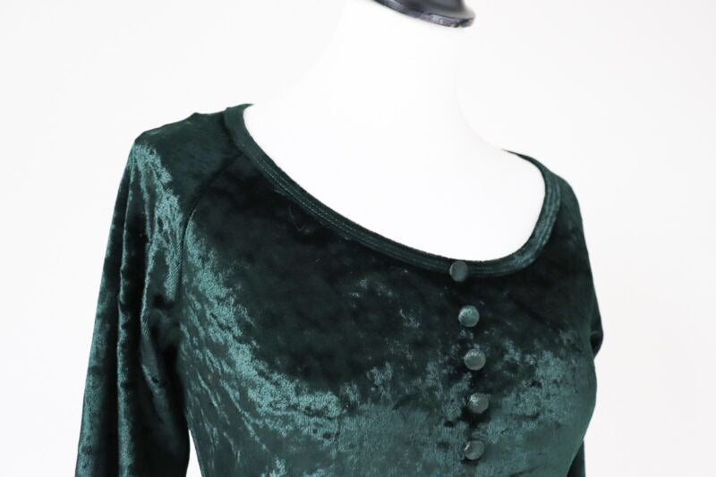 Moschino Velvet Top Long Sleeves Green - Fit S - UK 8 /10