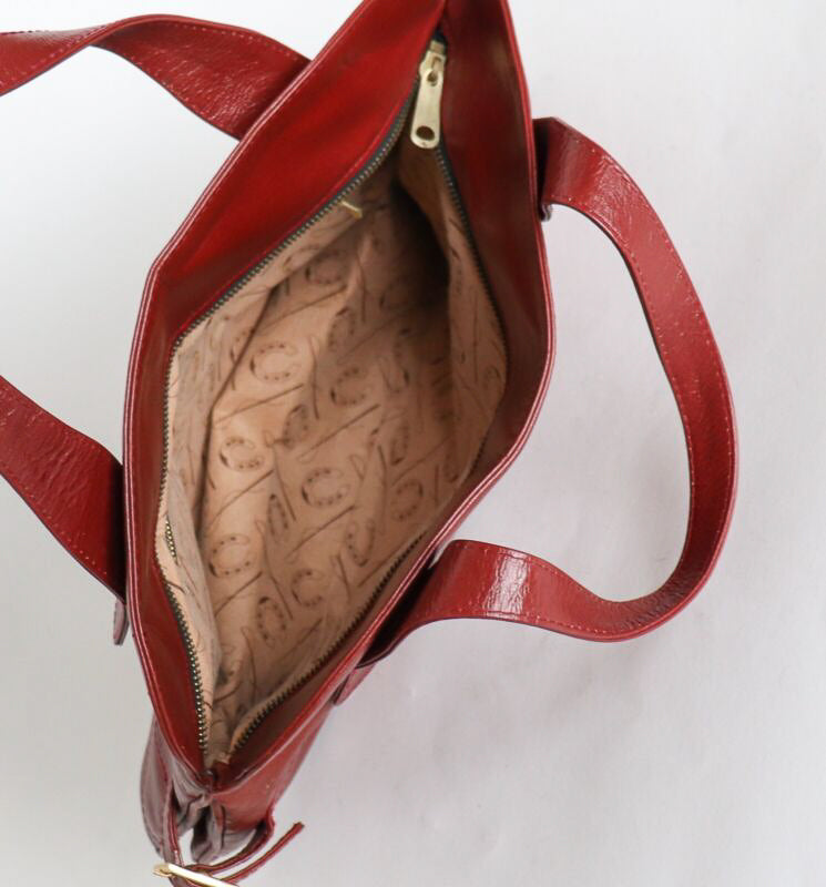 Vintage Brown FAUX Leather tote bag - 1980s - Medium