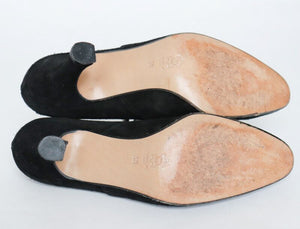Black Suede Leather shoes - 1990s Louis Heel - Ashley Brooke  - Fit UK 4.5