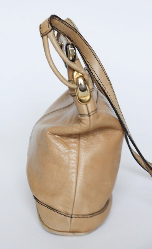 Vintage 1980s Shoulder Bag - Light Beige Tan Leather - Lara’s -  M / L