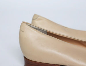 Quilted To Cap Pumps Shoes Cream Leather VIA ROMA - Narrow 39