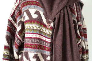 Vintage Cardigan Coat - Peruvian / Fair Isle 1970s Pattern - ALEXANDER - L / XL