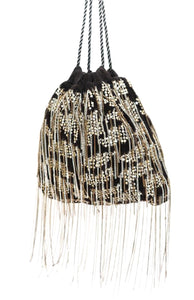 Sequin / Chain Drawstring Shoulder Bag -  Disco  / Party- LBD - Small