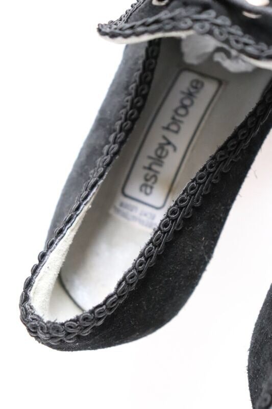 Black Suede Leather shoes - 1990s Louis Heel - Ashley Brooke  - Fit UK 4.5