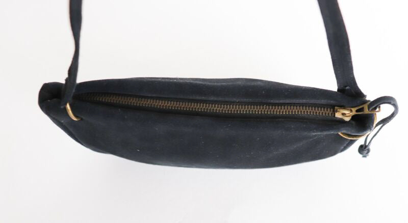 Vintage 1950s / 1960s Micro Handbag - Black Suede Leather - X Small