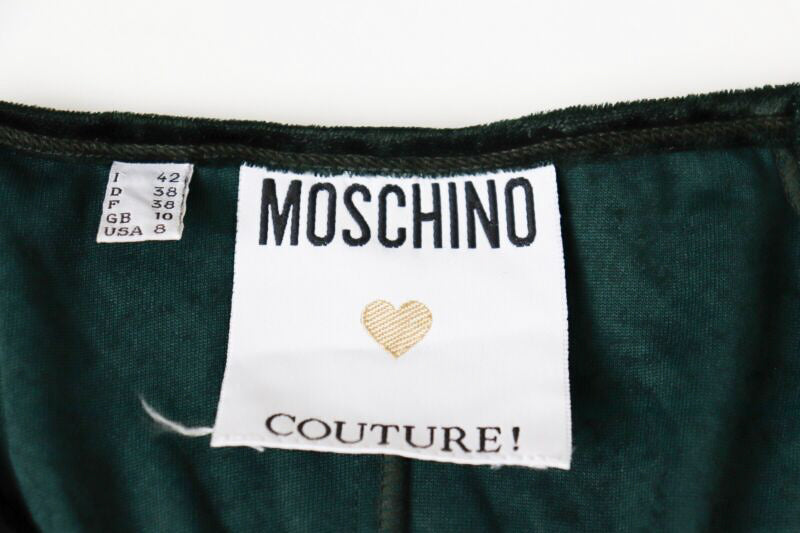 Moschino Velvet Top Long Sleeves Green - Fit S - UK 8 /10