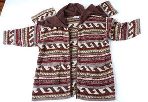 Vintage Cardigan Coat - Peruvian / Fair Isle 1970s Pattern - ALEXANDER - L / XL
