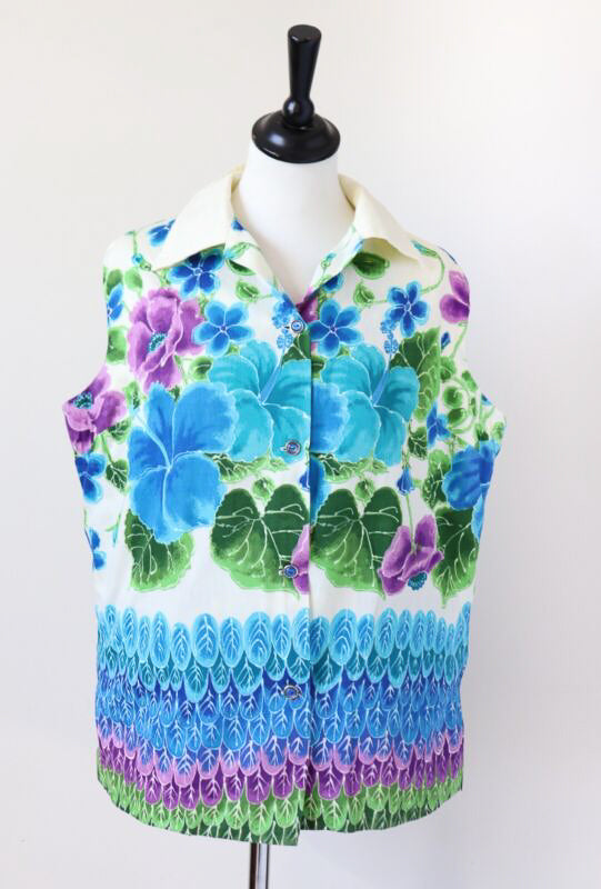 Vintage Hawaii Shirt Blouse / Shirt - 1960s - UI MAIKAI -  Cotton - L / UK 14