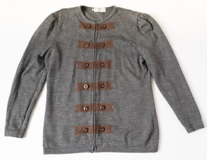 Valentino Wool Zip Cardigan - Grey / Brown Knit - Fit S / UK 10