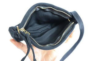 Vintage 1950s / 1960s Micro Handbag - Black Suede Leather - X Small