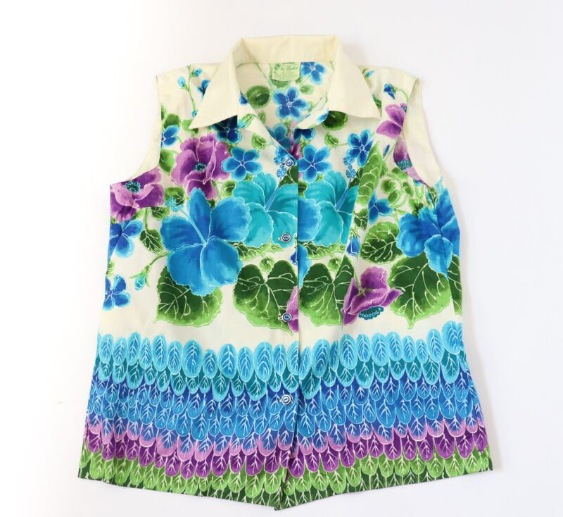 Vintage Hawaii Shirt Blouse / Shirt - 1960s - UI MAIKAI -  Cotton - L / UK 14