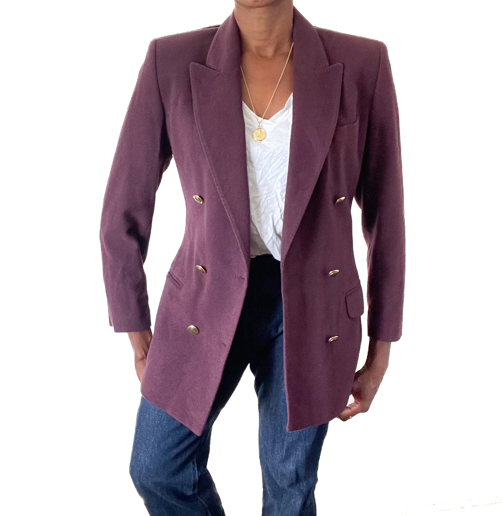 St Michael M&S Wool / Cashmere Blazer Jacket - Vintage - S / UK 10