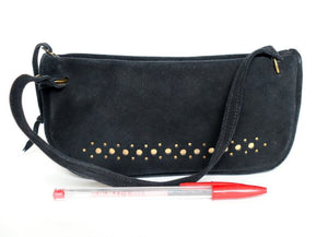Vintage 1950s / 1960s Micro Handbag - Black Suede Leather - X Small