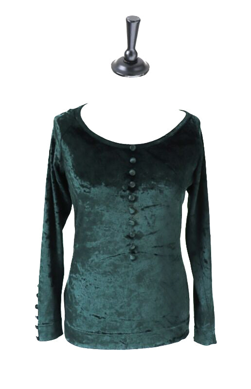 Moschino Velvet Top Long Sleeves Green - Fit S - UK 8 /10