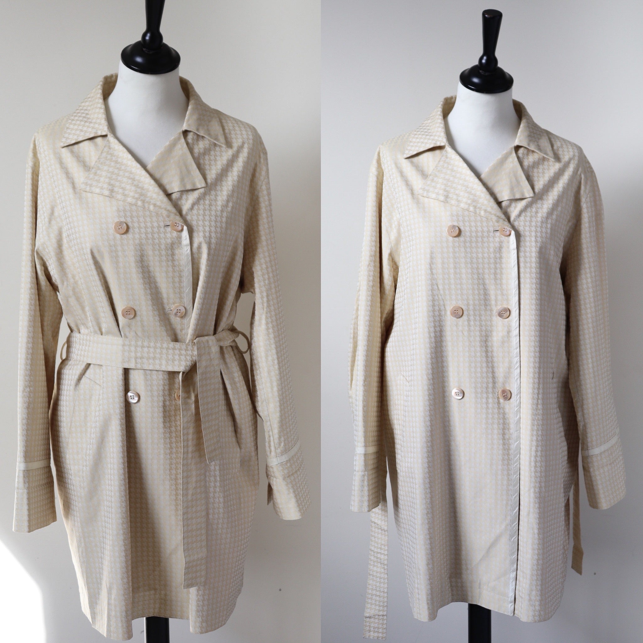 Trench Coat - Marella Cream Houndstooth - DESIGNER - Summer Coat - M / UK 12