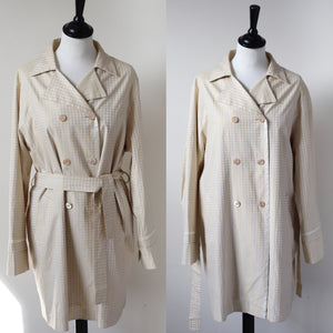 Trench Coat - Marella Cream Houndstooth - DESIGNER - Summer Coat - M / UK 12