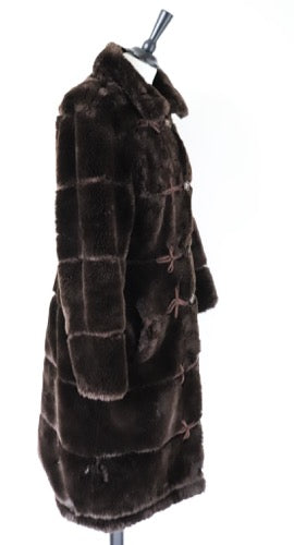 Faux Fur Vintage Coat - 1960s  1970 - Brown - S /  UK 10