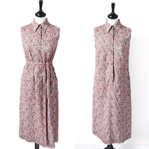 Angela Gore Vintage Cotton Floral Summer Dress - Sleeveless - Fit S / UK 10