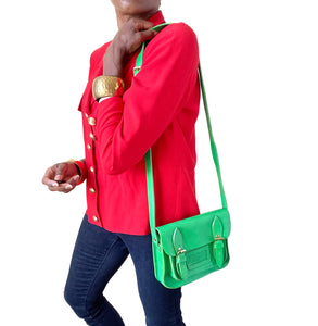 Small Green Leather Satchel Bag - Beirut Satchel - Crossbody Bag