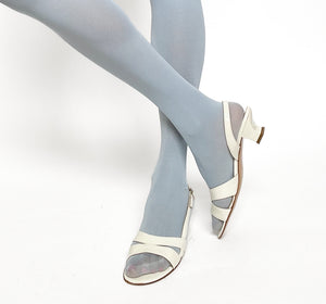 Russell & Bromley Kitten Heel  Slingback Sandals - White Leather - 39 / UK 6