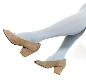 Roberto Vianni  Beige Suede Shoes - 1940s Style Block Heel -  40.5 / UK 7.5