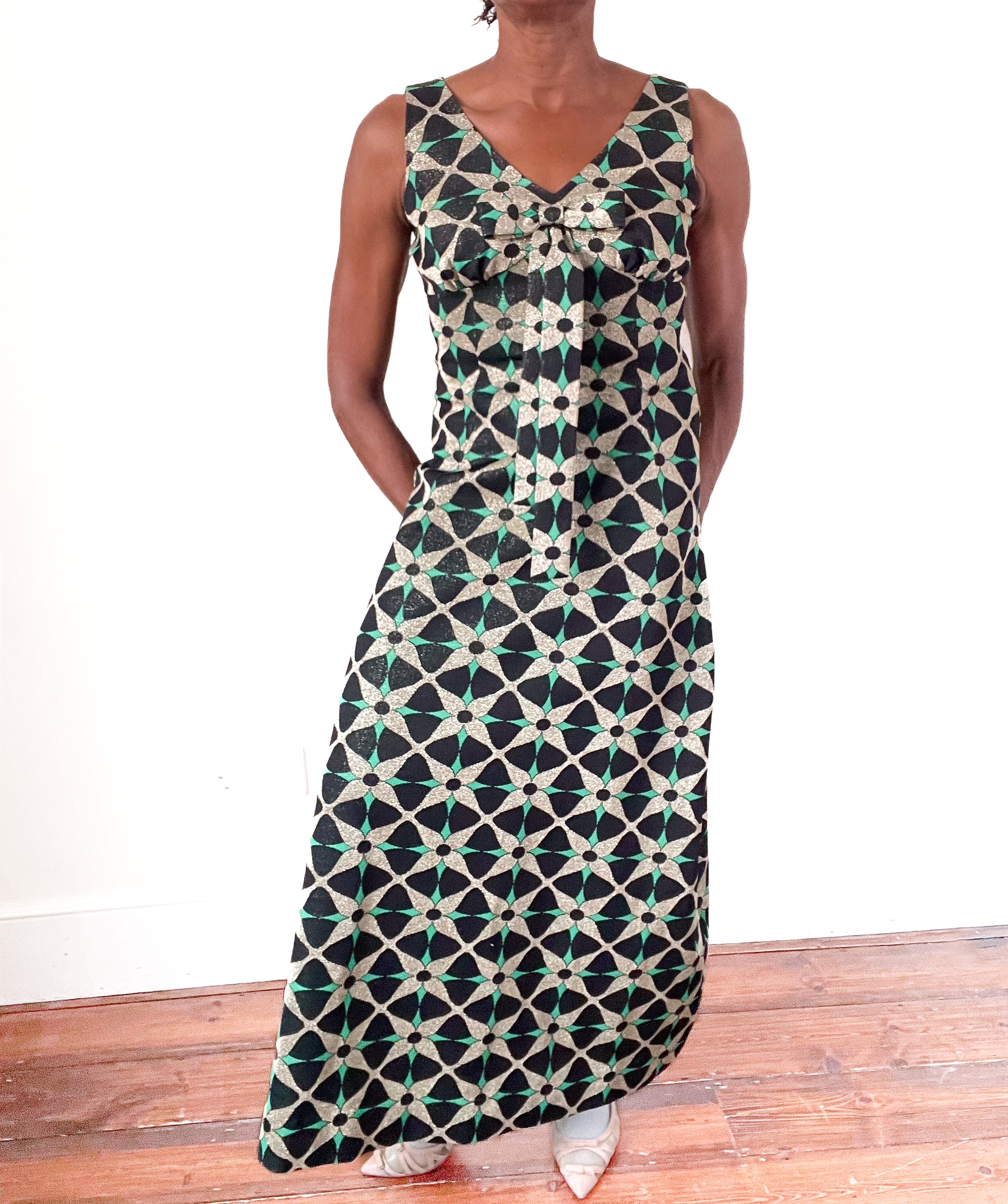Vintage  Miss Jeannie 1960s Maxi Dress - Evening / Cocktail - Fit S / UK 10