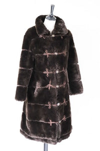 Faux Fur Vintage Coat - 1960s  1970 - Brown - S /  UK 10