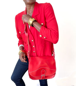 Red Leather Satchel Bag - Medium