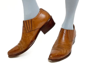 Frye Cowboy Shoe Boots - Tan Brown Leather 10B  Fit UK 7.5 / 40.5