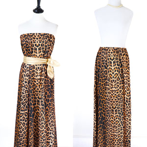 Vintage Leopard Print Maxi Skirt / Dress  - 1970s- XX Long   UK 14 / 16