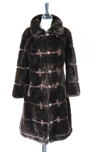 Faux Fur Vintage Coat - 1960s  1970 - Brown - S /  UK 10