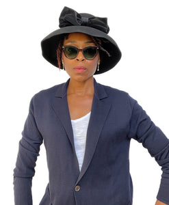 Black Wide Brim Hat  - 1990s -  Vintage Made in UK Accessorize - Large