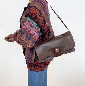 Brown Shoulder Bag / Clutch Bag - Vintage 1970s- Leather - Small