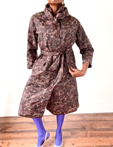 Vintage 1950s Raincoat / Mac Coat / Brushstroke Print - M / UK 12 - Rare