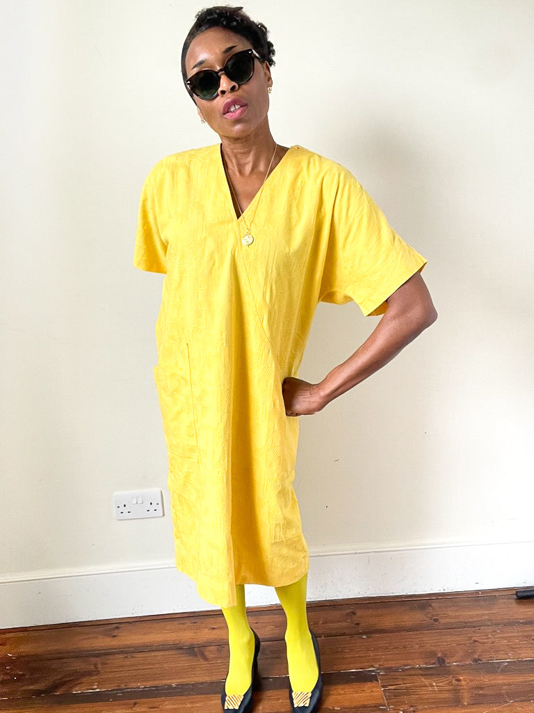 Yellow cotton summer dress discount
