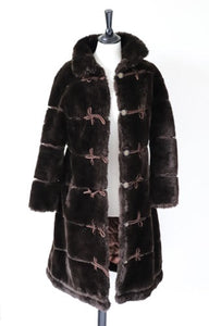 Faux Fur Vintage Coat - 1960s  1970 - Brown - S /  UK 10